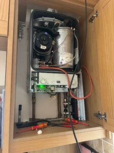 Inside view of boiler during annual servicing in Hemel Hempstead